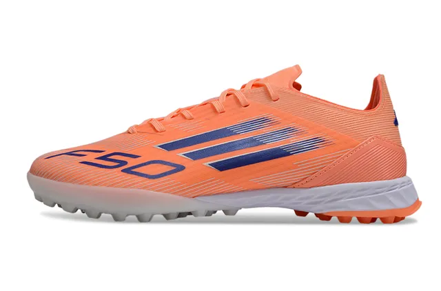 Adidas Orange Bleu Chaussures de Football Turf Low-Cut Synthétique à Texture Côtiérée 7