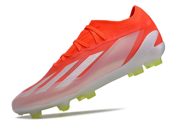 Adidas Orange White Low-Cut Knit Upper Asymmetric Lace Cover Firm-Ground Soccer Shoes 3