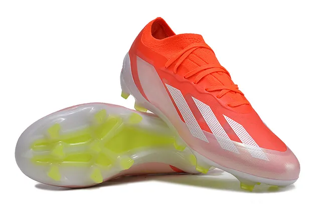 Adidas Orange White Low-Cut Knit Upper Asymmetric Lace Cover Firm-Ground Soccer Shoes 4