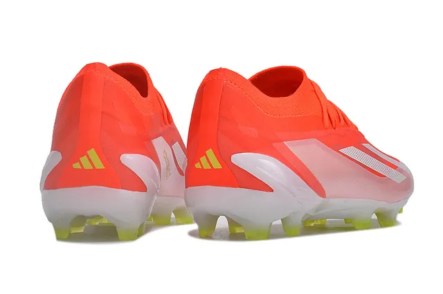 Adidas Orange White Low-Cut Knit Upper Asymmetric Lace Cover Firm-Ground Soccer Shoes 5