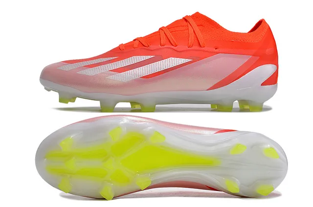 Adidas Orange White Low-Cut Knit Upper Asymmetric Lace Cover Firm-Ground Soccer Shoes 6