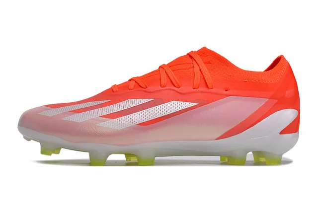 Adidas Orange White Low-Cut Knit Upper Asymmetric Lace Cover Firm-Ground Soccer Shoes 7