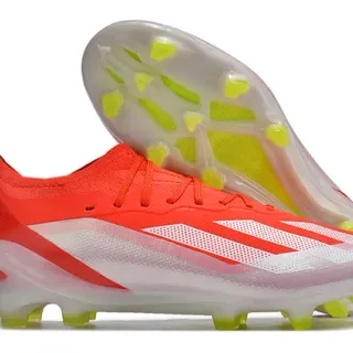 Adidas Orange White Low-Cut Sock-Fit Upper Asymmetric Lacing Firm-Ground Soccer Shoes
