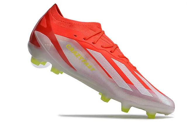 Adidas Orange White Low-Cut Sock-Fit Upper Asymmetric Lacing Firm-Ground Soccer Shoes 2