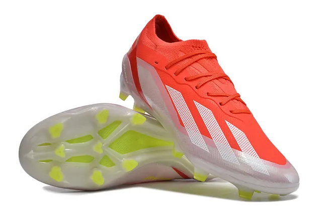 Adidas Orange White Low-Cut Sock-Fit Upper Asymmetric Lacing Firm-Ground Soccer Shoes 4