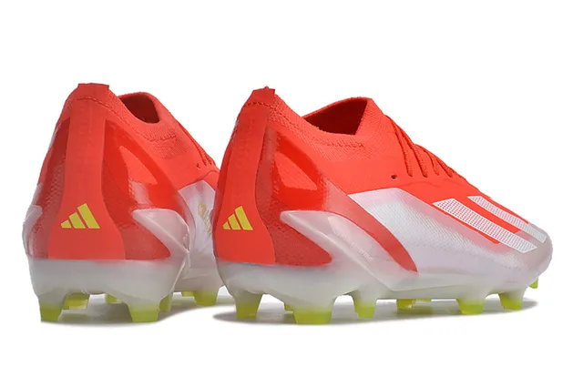 Adidas Orange White Low-Cut Sock-Fit Upper Asymmetric Lacing Firm-Ground Soccer Shoes 5