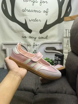 Adidas Tênis Lifestyle Rosa Bege Sem Cadarço Mary Jane Strap Painel Lateral com Três Listras 5