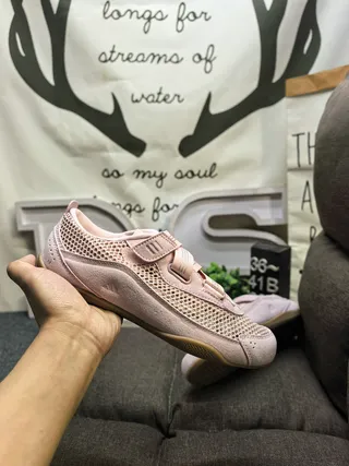 Adidas Pink Beige Mesh Upper Dual Velcro Straps Lifestyle Sneakers 5
