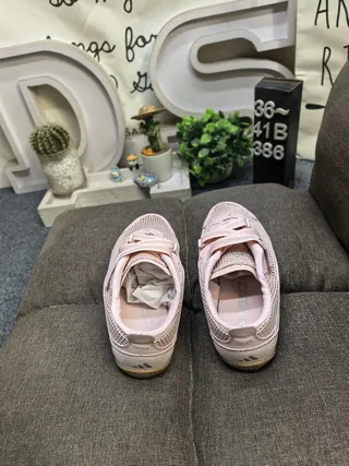 Adidas Pink Beige Mesh Upper Dual Velcro Straps Lifestyle Sneakers 8