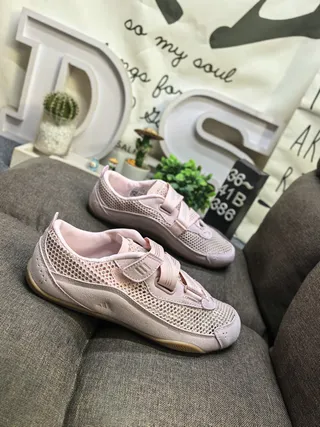 Adidas Pink Beige Mesh Upper Dual Velcro Straps Lifestyle Sneakers 9
