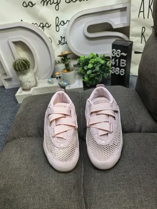 Adidas Pink Beige Mesh Upper Dual Velcro Straps Lifestyle Sneakers 10