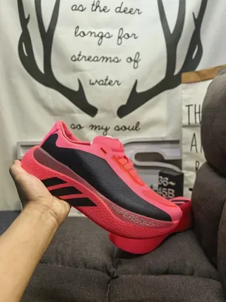 Adidas Pink Black Knit Upper Sculpted Midsole Lifestyle Sneakers 5