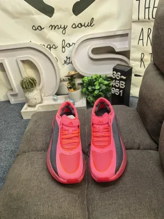 Adidas Pink Black Knit Upper Sculpted Midsole Lifestyle Sneakers 10