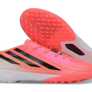 Adidas Pink Black Neon Gradient Upper Three-Stripe Branding Turf Soccer Shoes