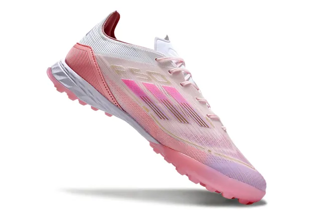 Adidas Chaussures de Football Rose Blanc de Coupe Basse Tige Synthétique Superpositions Texturées Pelouse Artificielle 2