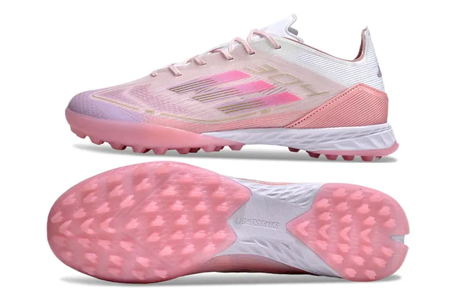 Adidas Chaussures de Football Rose Blanc de Coupe Basse Tige Synthétique Superpositions Texturées Pelouse Artificielle 6