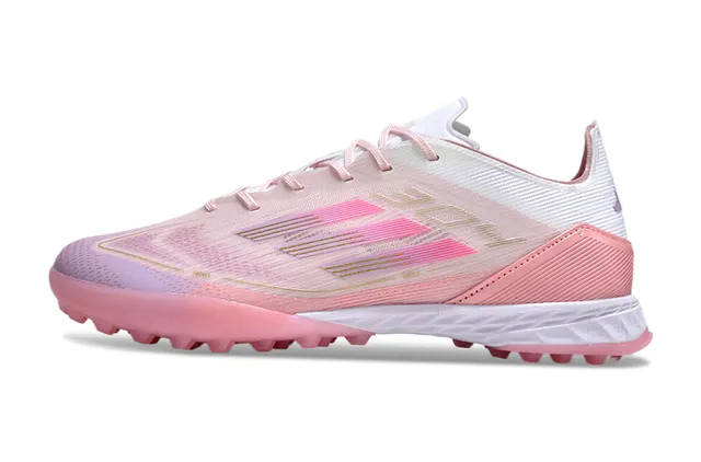 Adidas Chaussures de Football Rose Blanc de Coupe Basse Tige Synthétique Superpositions Texturées Pelouse Artificielle 7