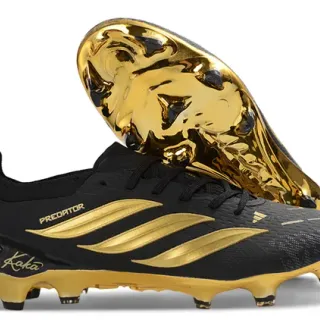 Adidas Predator Black and Gold Metallic Firm-Ground Soccer Shoes