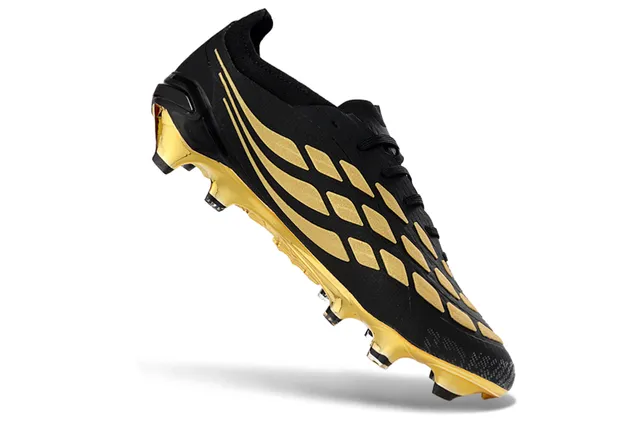 Adidas Predator Black and Gold Metallic Firm-Ground Soccer Shoes 2