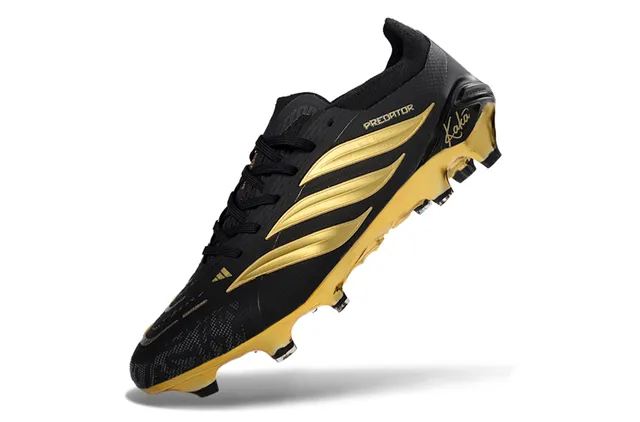 Adidas Predator Black and Gold Metallic Firm-Ground Soccer Shoes 3