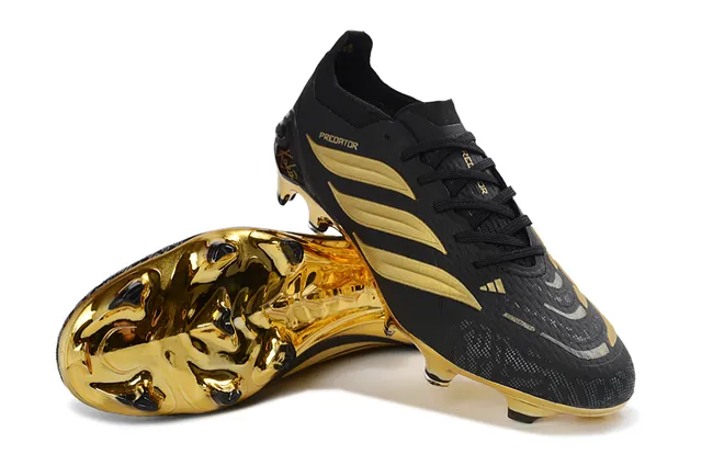 Adidas Predator Black and Gold Metallic Firm-Ground Soccer Shoes 4