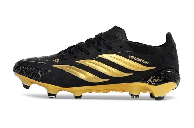 Adidas Predator Black and Gold Metallic Firm-Ground Soccer Shoes 7