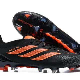 Adidas Predator Black Orange Low-Cut Bootie Upper TPU Cage Overlay Firm-Ground Soccer Shoes