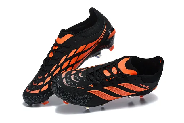 Adidas Predator Black Orange Low-Cut Bootie Upper TPU Cage Overlay Firm-Ground Soccer Shoes 2