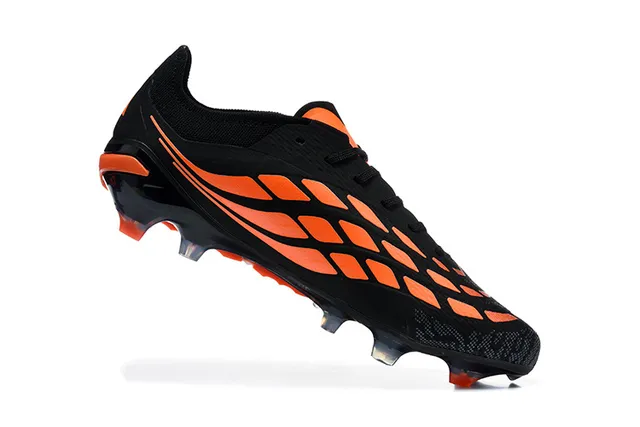 Adidas Predator Black Orange Low-Cut Bootie Upper TPU Cage Overlay Firm-Ground Soccer Shoes 3