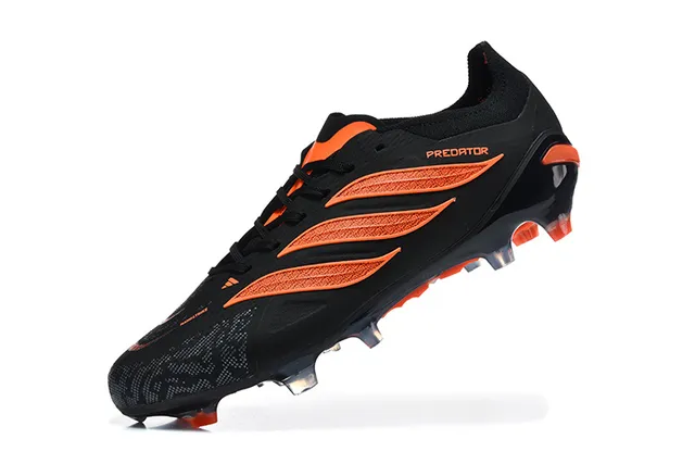Adidas Predator Black Orange Low-Cut Bootie Upper TPU Cage Overlay Firm-Ground Soccer Shoes 4