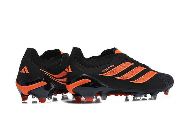 Adidas Predator Black Orange Low-Cut Bootie Upper TPU Cage Overlay Firm-Ground Soccer Shoes 5