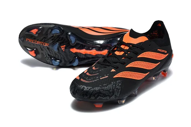 Adidas Predator Black Orange Low-Cut Bootie Upper TPU Cage Overlay Firm-Ground Soccer Shoes 6