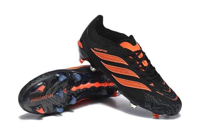 Adidas Predator Black Orange Low-Cut Bootie Upper TPU Cage Overlay Firm-Ground Soccer Shoes 7