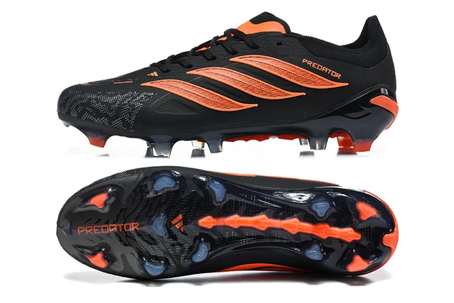 Adidas Predator Black Orange Low-Cut Bootie Upper TPU Cage Overlay Firm-Ground Soccer Shoes 9
