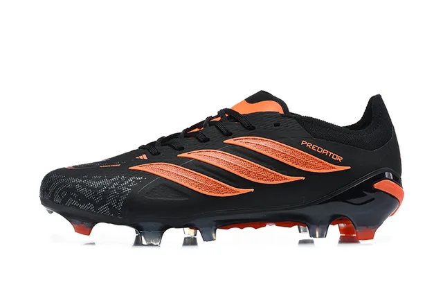 Adidas Predator Black Orange Low-Cut Bootie Upper TPU Cage Overlay Firm-Ground Soccer Shoes 10