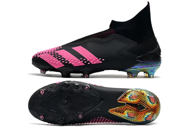 Adidas Predator Noir Rose Haut Col Lacets Asymétrique Couverture Sol Ferme Chaussures de Football 2
