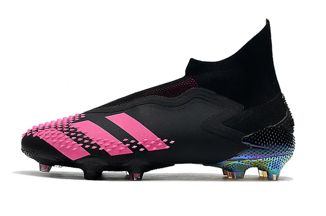 Adidas Predator Noir Rose Haut Col Lacets Asymétrique Couverture Sol Ferme Chaussures de Football 5