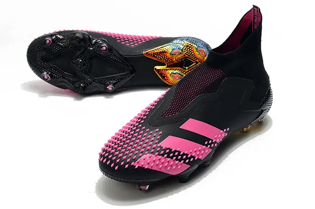 Adidas Predator Noir Rose Haut Col Lacets Asymétrique Couverture Sol Ferme Chaussures de Football 6