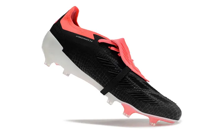 Adidas Predator Noir Rose Sans Lacets Fermeture Sangle Texturé Nid d'Abeille Supérieur Terrain Ferme Chaussures de Football 2