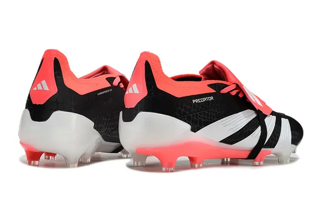 Adidas Predator Noir Rose Sans Lacets Fermeture Sangle Texturé Nid d'Abeille Supérieur Terrain Ferme Chaussures de Football 5