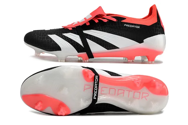 Adidas Predator Noir Rose Sans Lacets Fermeture Sangle Texturé Nid d'Abeille Supérieur Terrain Ferme Chaussures de Football 6