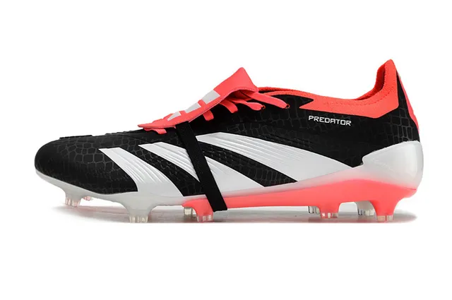 Adidas Predator Noir Rose Sans Lacets Fermeture Sangle Texturé Nid d'Abeille Supérieur Terrain Ferme Chaussures de Football 7