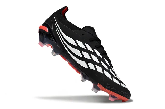 Adidas Predator Negro y Rojo Bajo Corte Cordones Upper Texturizado Sintético Suela Firme Zapatos de Fútbol 2