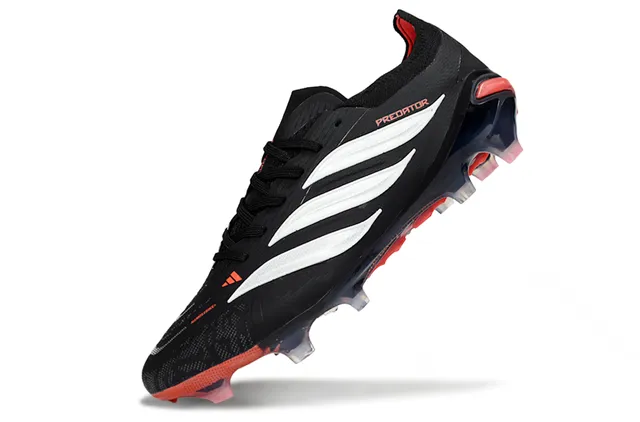 Adidas Predator Negro y Rojo Bajo Corte Cordones Upper Texturizado Sintético Suela Firme Zapatos de Fútbol 3