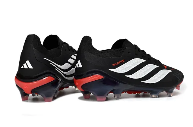 Adidas Predator Negro y Rojo Bajo Corte Cordones Upper Texturizado Sintético Suela Firme Zapatos de Fútbol 4