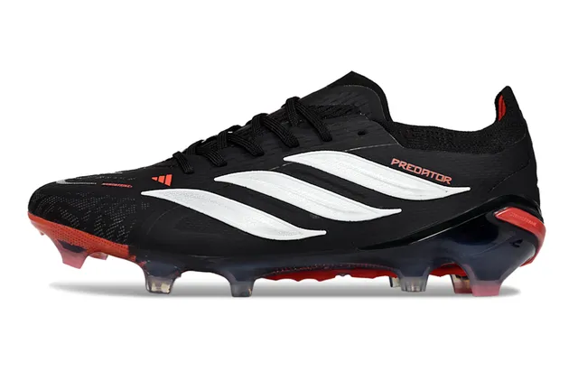 Adidas Predator Negro y Rojo Bajo Corte Cordones Upper Texturizado Sintético Suela Firme Zapatos de Fútbol 7