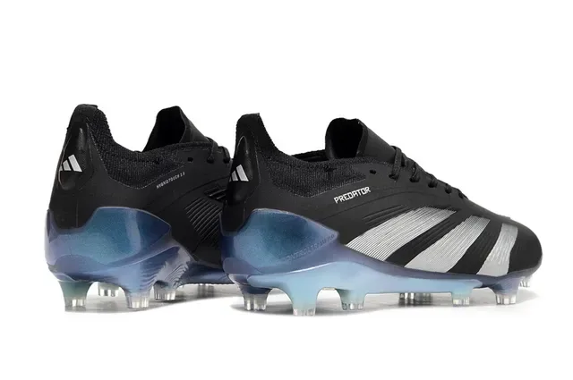 Adidas Predator Black Silver Knit Upper Striped Cage Firm-Ground Soccer Shoes 4