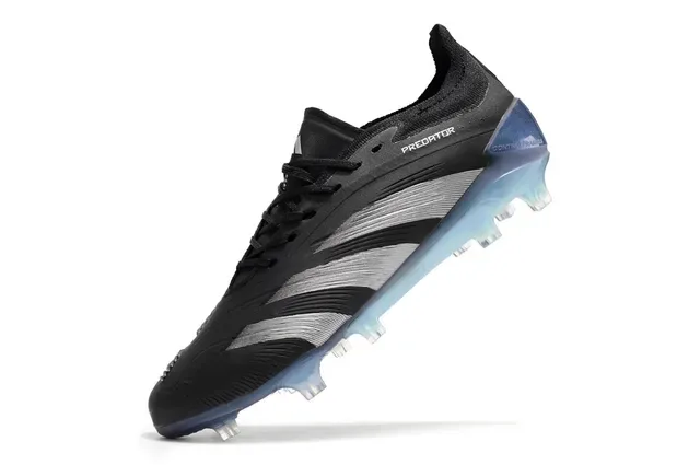 Adidas Predator Black Silver Knit Upper Striped Cage Firm-Ground Soccer Shoes 5
