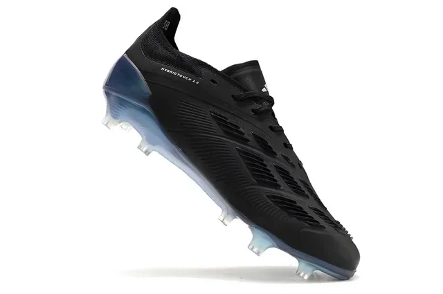 Adidas Predator Black Silver Knit Upper Striped Cage Firm-Ground Soccer Shoes 6