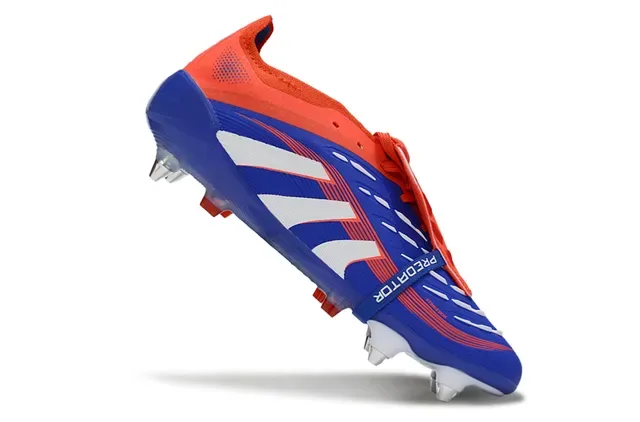 Adidas Predator Bleu Orange Cage du Forefoot Ribbelée Panneau Latéral à Trois Rayures Chaussures de Football pour Terrain Firme 2